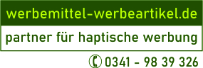 rechteckiges Logo dunkelgrün hellgrün werbemittel-werbeartikel.de Partner für haptische Werbung Telefon 03419839326